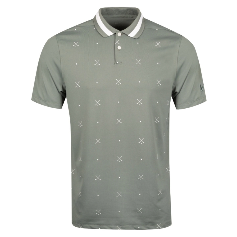 Nike Men's Olive Green Polo with White Accent